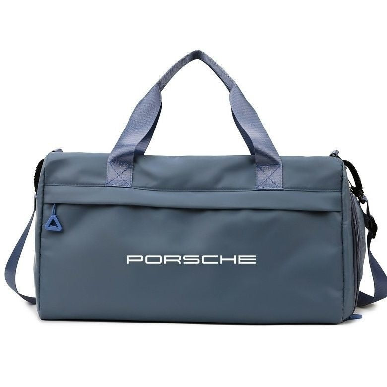 Porsche Signature Active gym bag in Slate Blue with white Porsche lettering