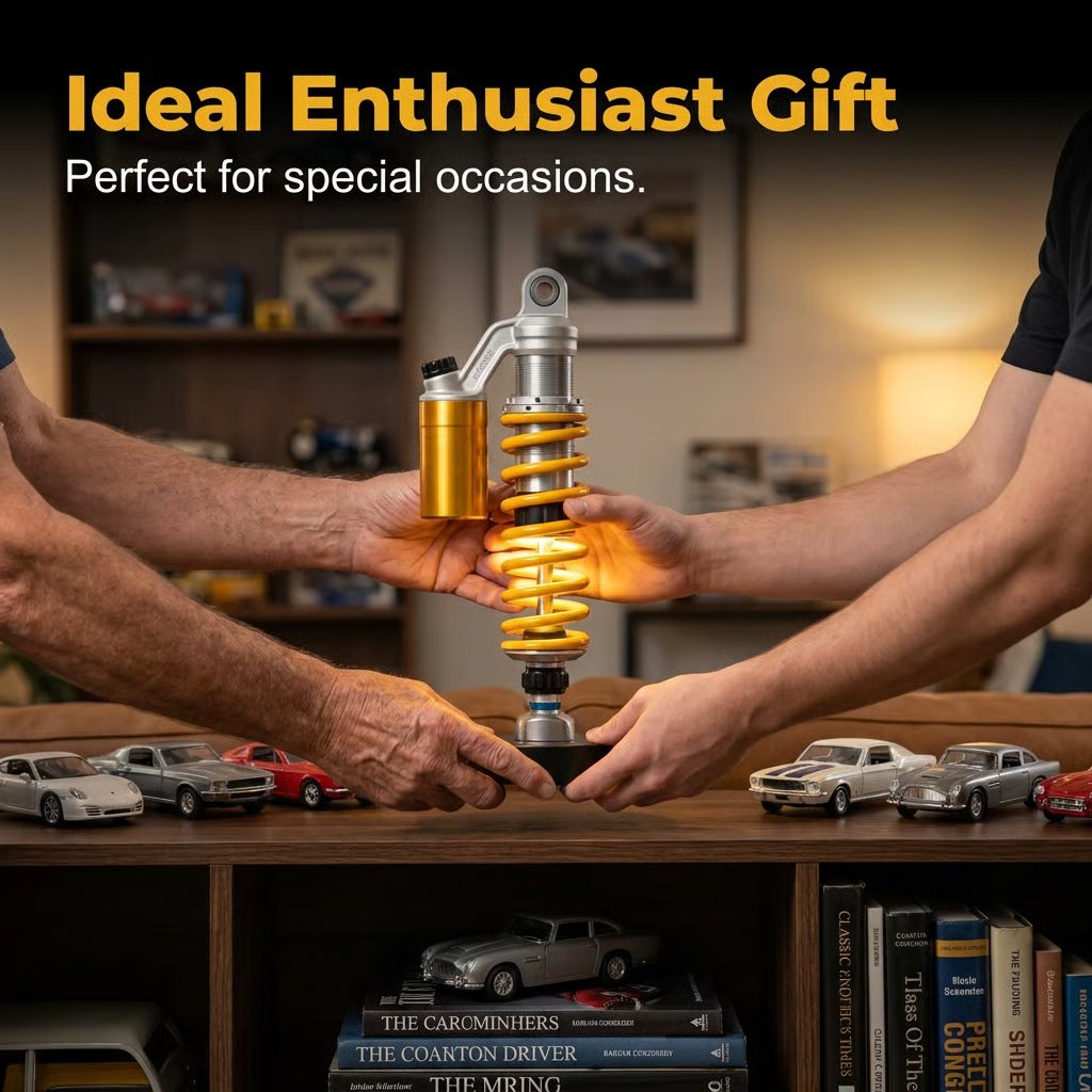 Shock absorber lamp shown as an ideal gift for car enthusiasts