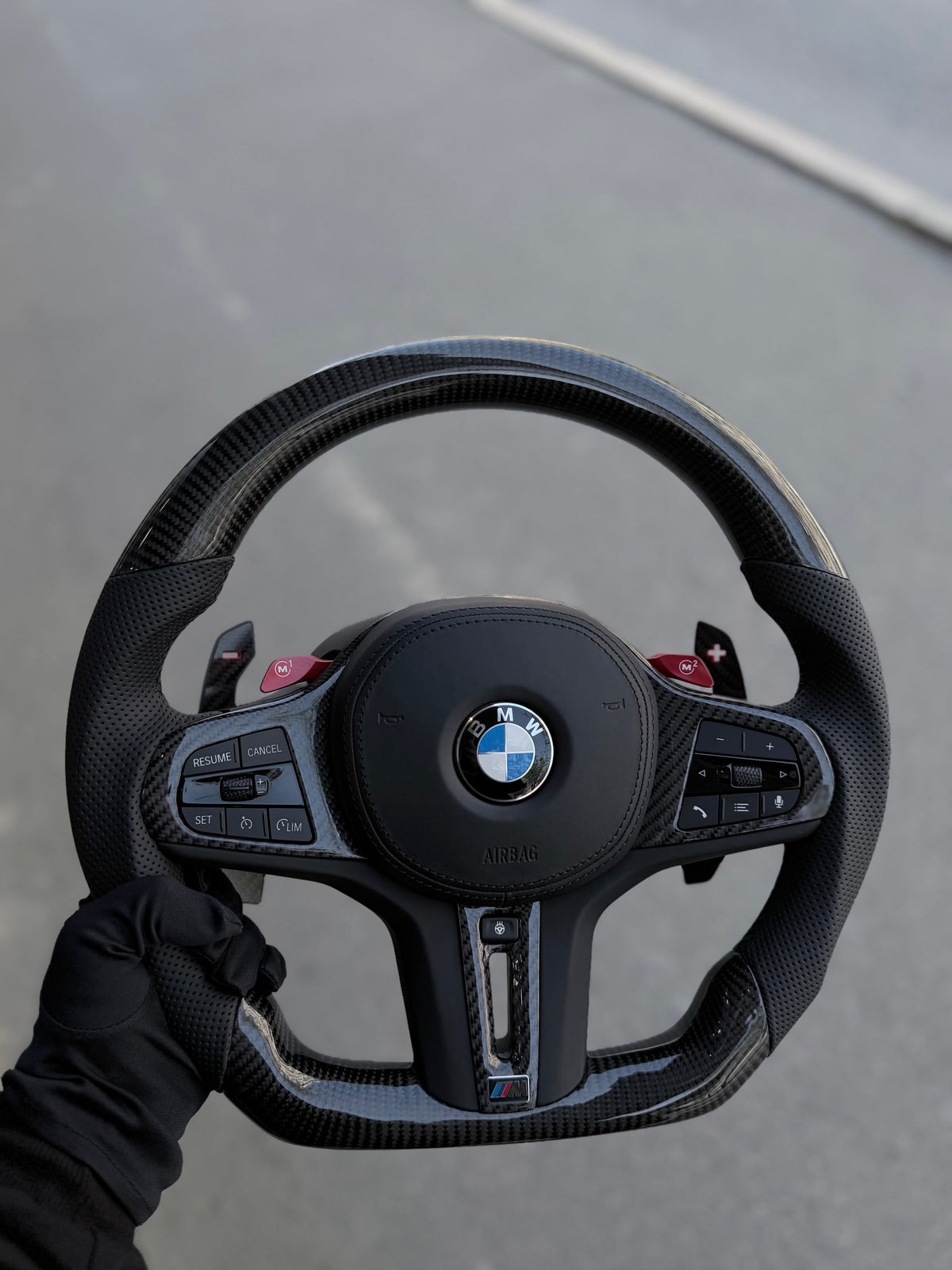 BMW G-Series Carbon Fiber Steering Wheel with Carbon Paddle Shifters