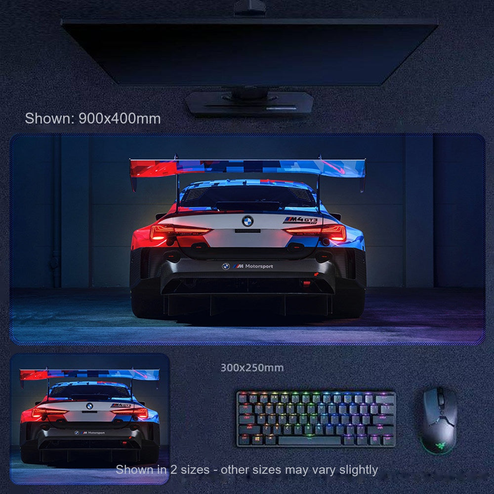 BMW M4 GT3 racing esports desk mat and mouse pad, livery design 4, large XL gaming mat