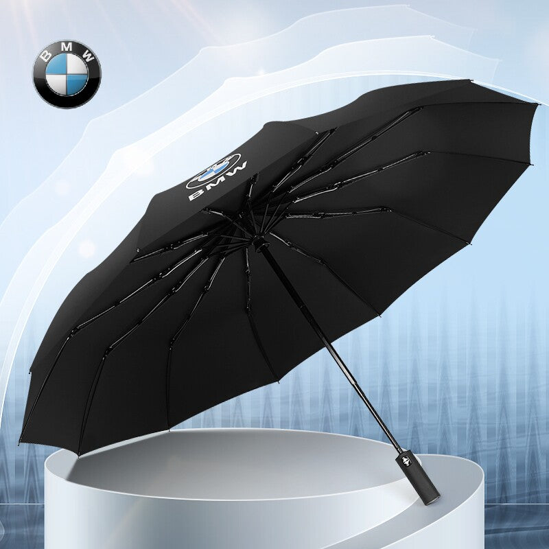 BMW umbrella BMW roundel logo, blue sky background