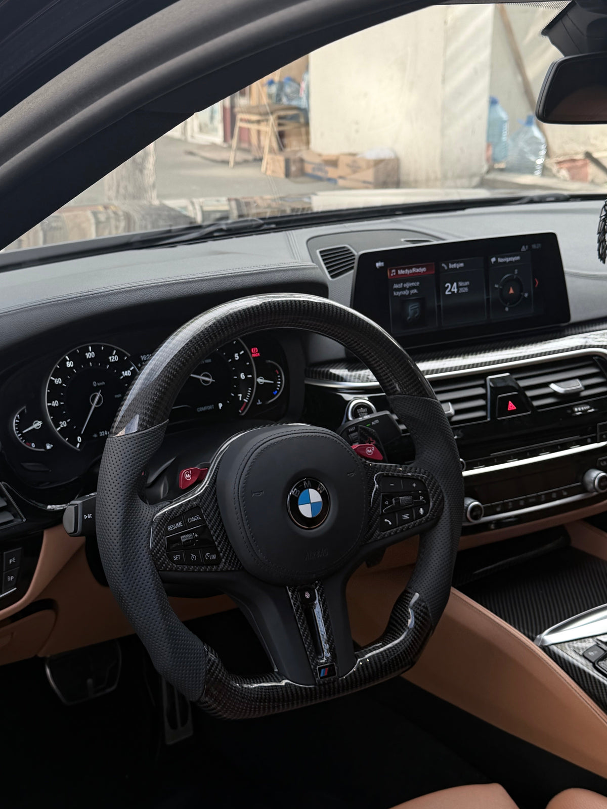 BMW G-Series Carbon Fiber Steering Wheel with Carbon Paddle Shifters