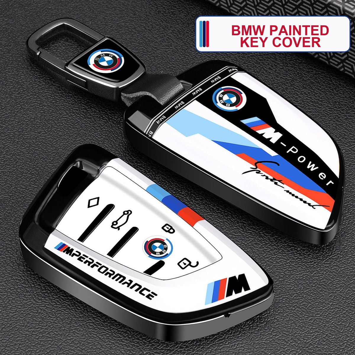 BMW M white painted key case cover for BMW smart key