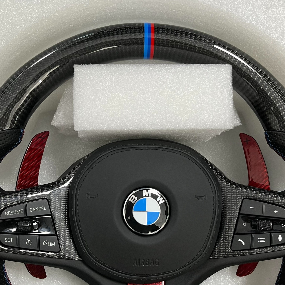 Carbon Fiber Red Paddle Shifters  Steering Wheel For BMW F90  G05 G20 G30 G80 G82  G Series Fit Customized upgrade Steering Wheel upper side