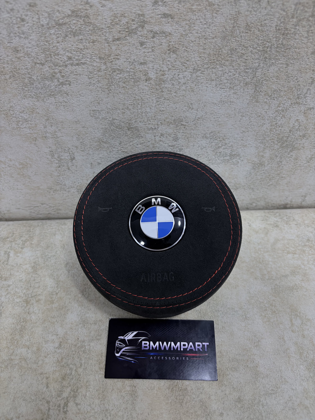BMW F-Series Alcantara OEM Airbag Red Stitching - front view