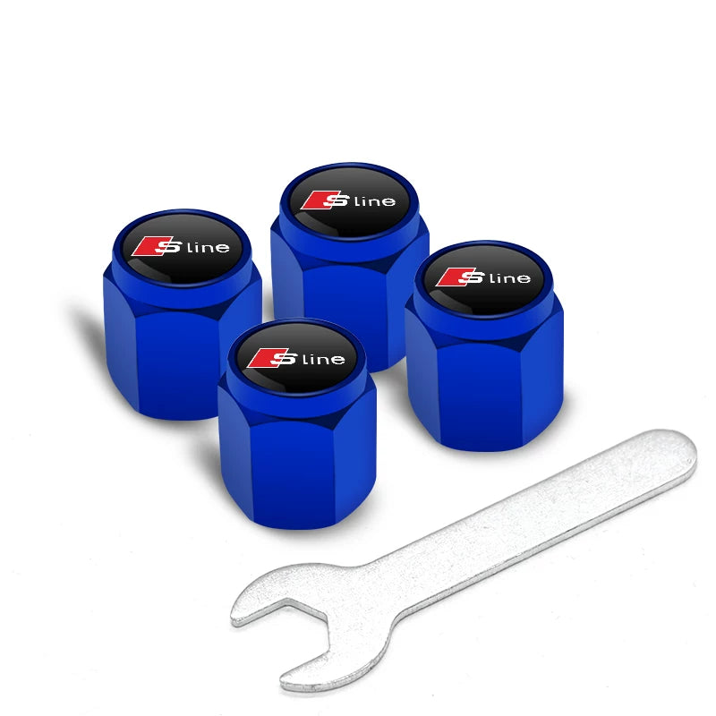 Audi Signature Anti-Theft Valve Caps – Wrench-Lock Hex Aluminium Set of 4