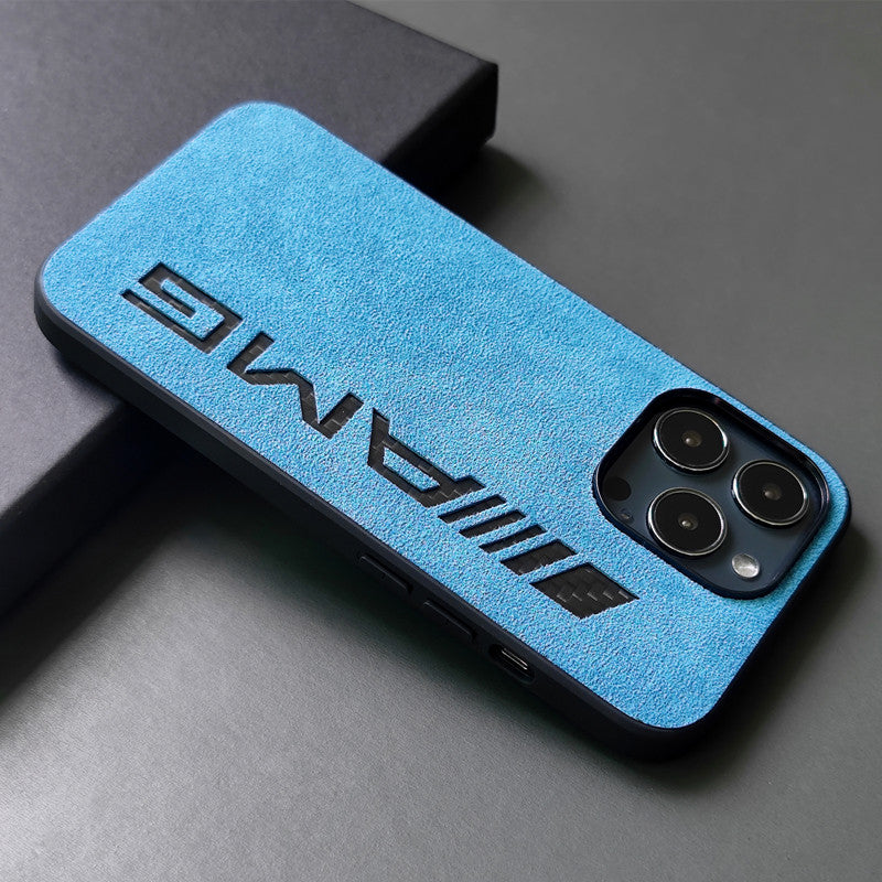 Alcantara iPhone Case with Carbon Fiber Logo – M Power / AMG Style Luxury Protective Cover