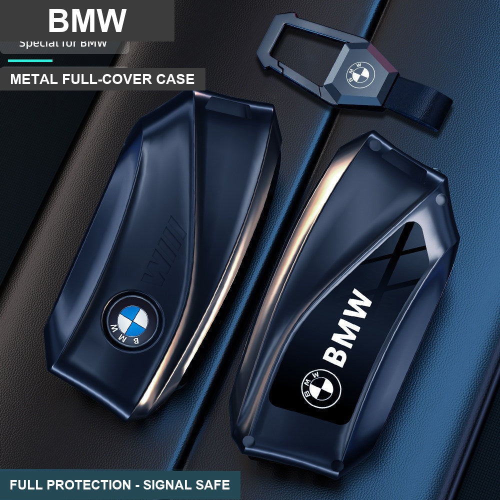 BMW alloy key case gunmetal black finish showing full key cover