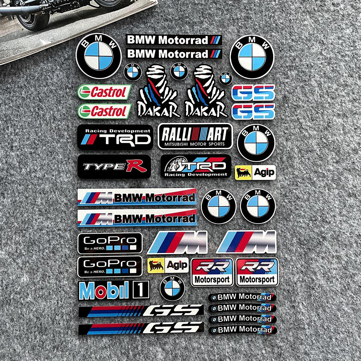 BMW Motorrad Decal & Emblem Sticker Set - Reflective, Metal & Embroidered Styles