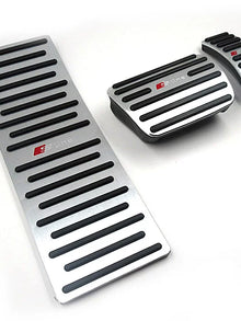 Audi S line Signature Pedal Covers – Brushed Aluminium Footrest and Pedal Set
