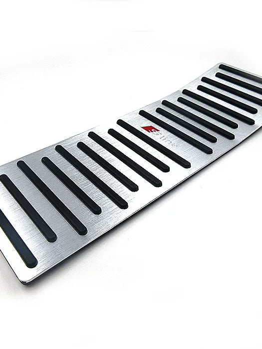 Audi S line Signature Pedal Covers – Brushed Aluminium Footrest and Pedal Set