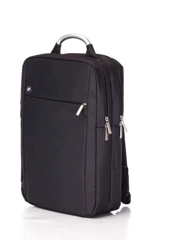 BMW laptop backpack side view with dual-zip main compartment