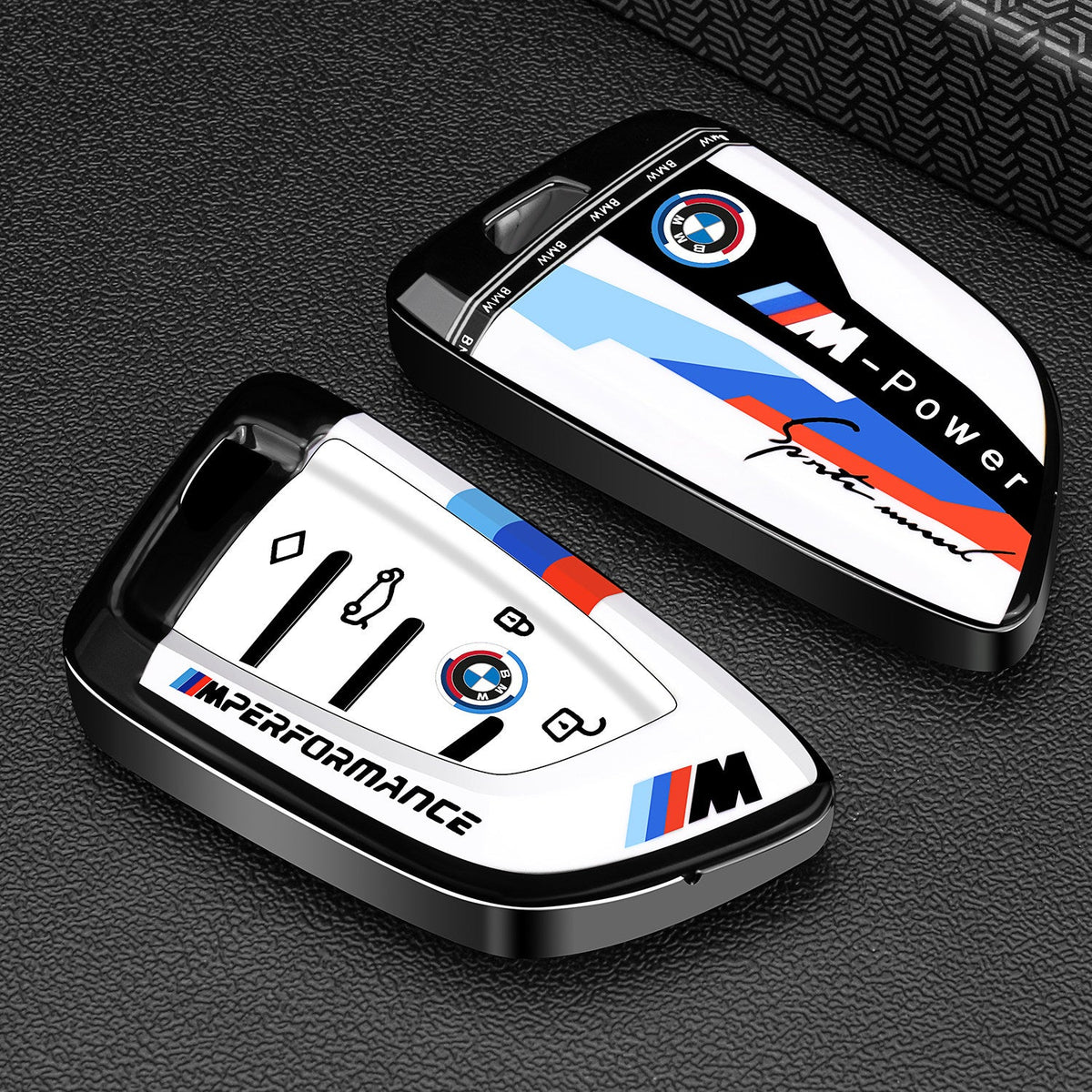 BMW Mineral White painted key case cover with simple round buckle for 3 5 Series X1 X3 X5 i3 smart key