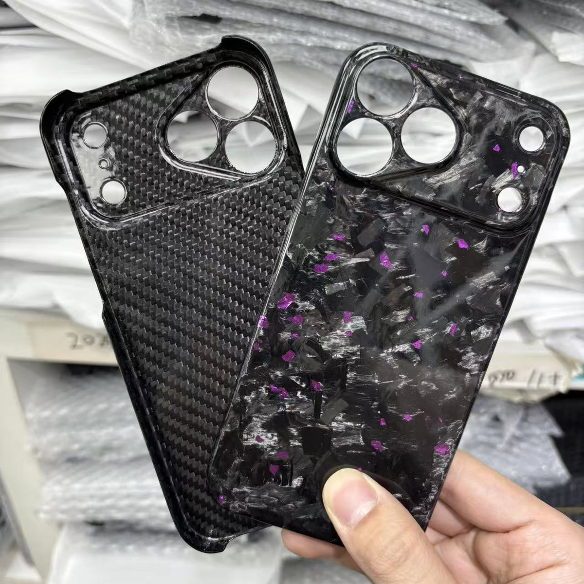 Forged Carbon Fiber iPhone Case – Luxury Green Flake Design | Shockproof & Slim Fit