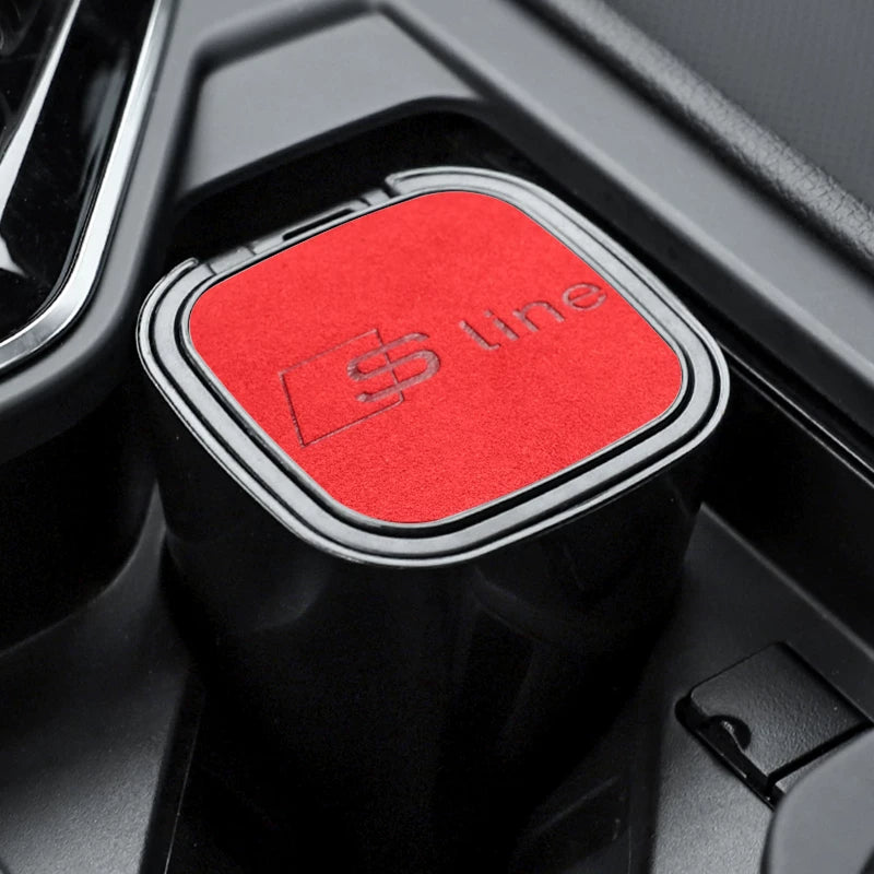 The car ashtray is suitable for BMW M STANDARD, AUDI RS, MERCEDES BENZ AMG, Volkswagen R suede multi-function ashtray