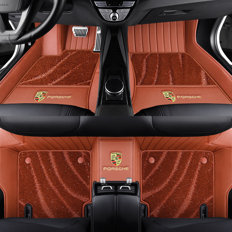 Porsche Signature Leather Floor Mat Set – Full-Surround Tailored Fit with Crest Emblem