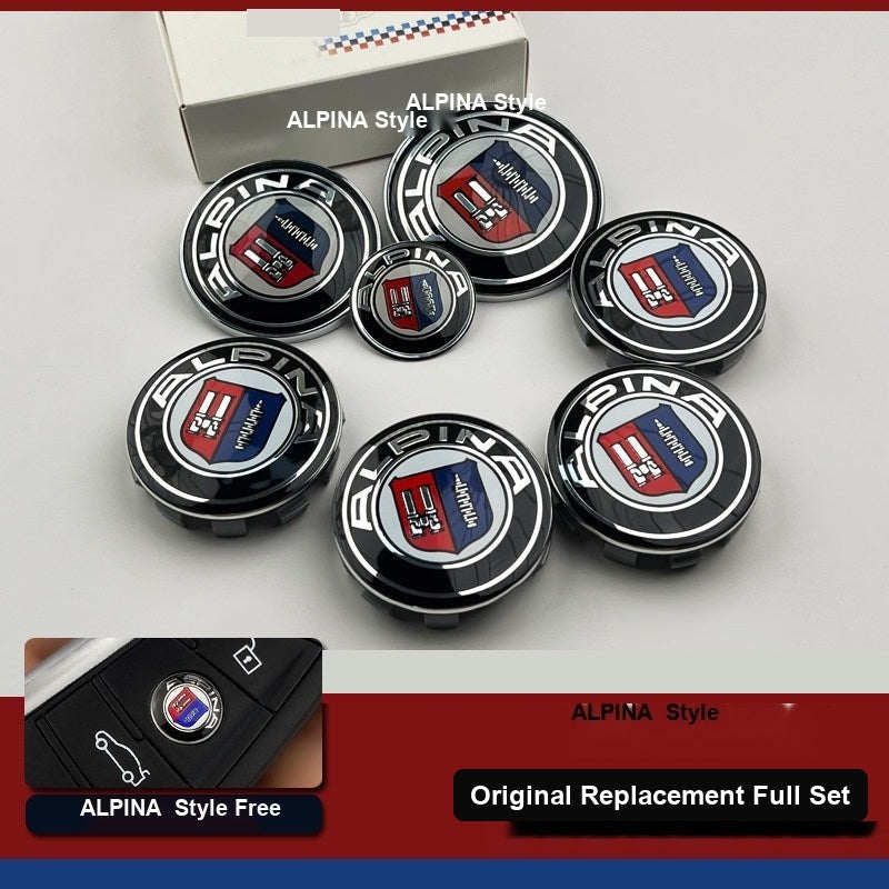 Complete Set of ALPINA Style BMW Badges and Hub Caps