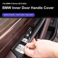 Cubiertas de manillas de puerta BMW Serie 5 y X3/X4 - Fibra de carbono, cuero y acabado mate