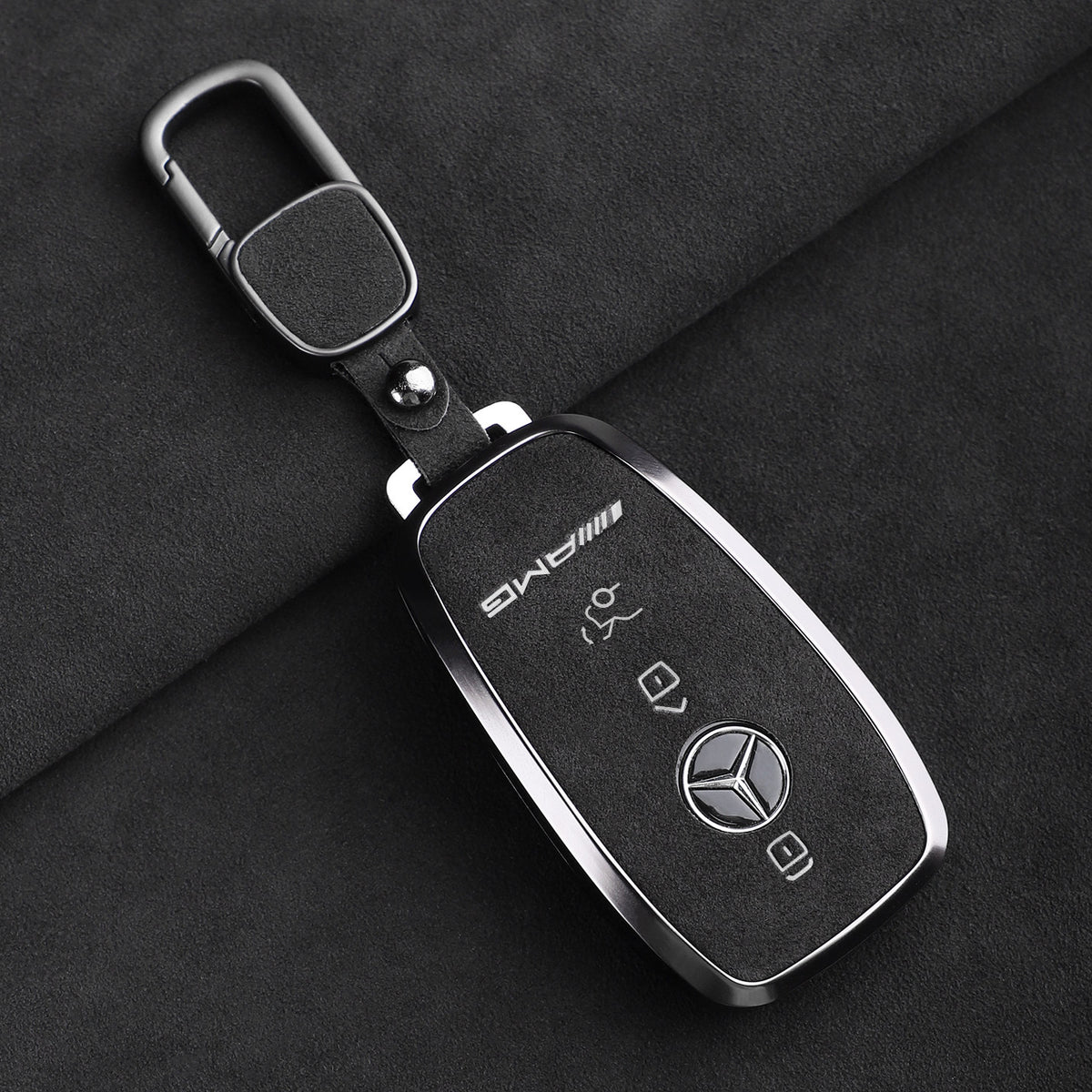 Premium ægte Alcantara Mercedes-AMG nøgleetui – Importeret italiensk ruskind med legeringsramme til G63, G500, G350 og A35L