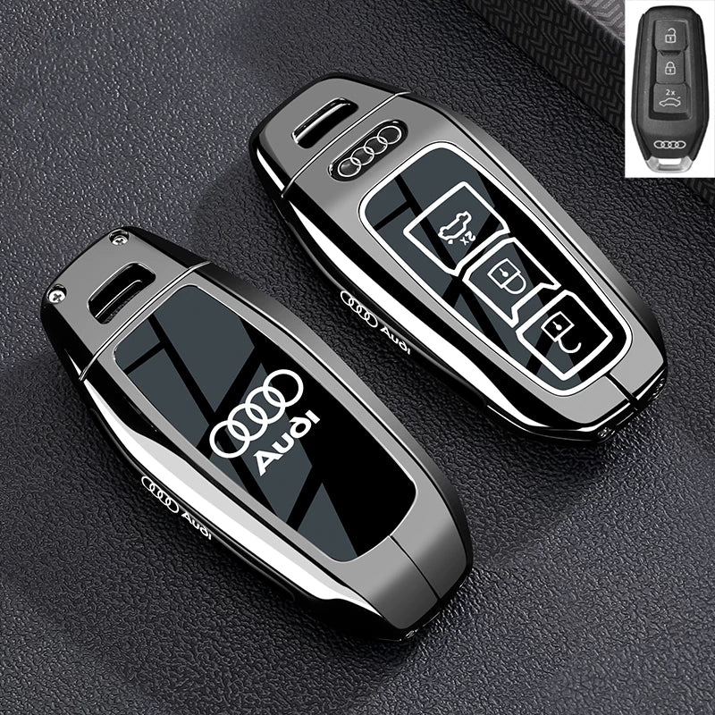 Audi Black Warrior Key Case – Piano-Gloss Shell with Gunmetal Frame