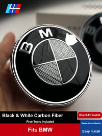 Emblemas de fibra de carbono blanco y negro BMW - Capó, maletero, rueda y volante