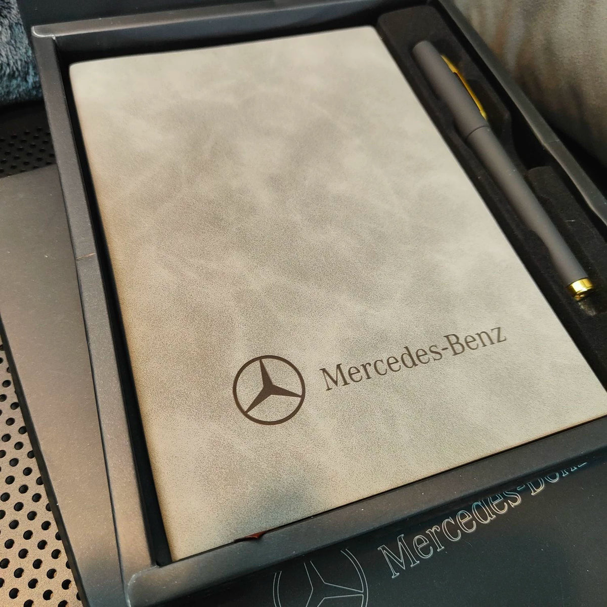Mercedes-Benz grey vintage-finish notebook with pen