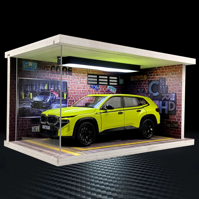 Neon Green 1:24 BMW XM diecast model – LED Luxury Garage A – Brick Loft