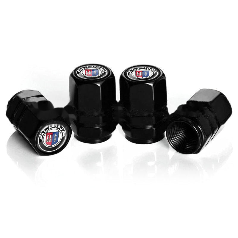Alpina black tire valve caps, set of four