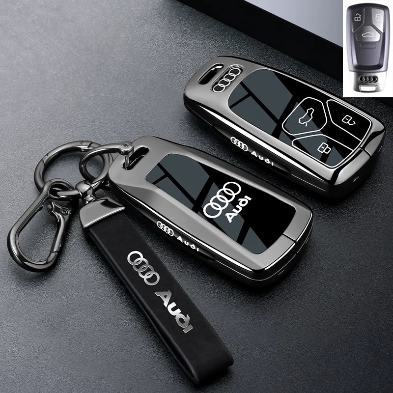 Audi Black Warrior Key Case – Piano-Gloss Shell with Gunmetal Frame