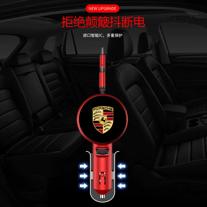 Suitable for Porsche special telescopic car charger one drag two fast charging charging line Cayenne Panamera car charger