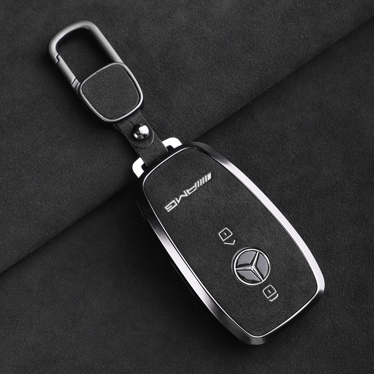Premium ægte Alcantara Mercedes-AMG nøgleetui – Importeret italiensk ruskind med legeringsramme til G63, G500, G350 og A35L