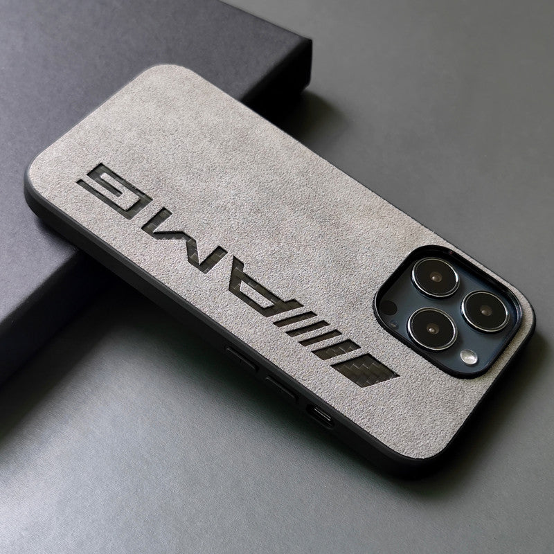 AMG carbon suede iPhone case in Silver Grey