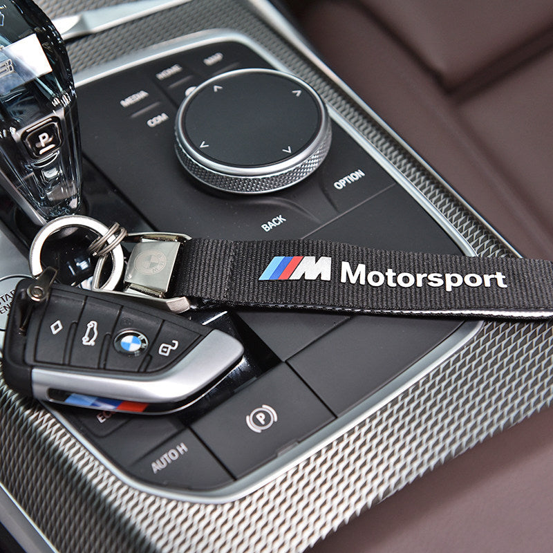 سلسلة مفاتيح معدنية من BMW M Motorsport - حزام منسوج بمشبك سبيكة