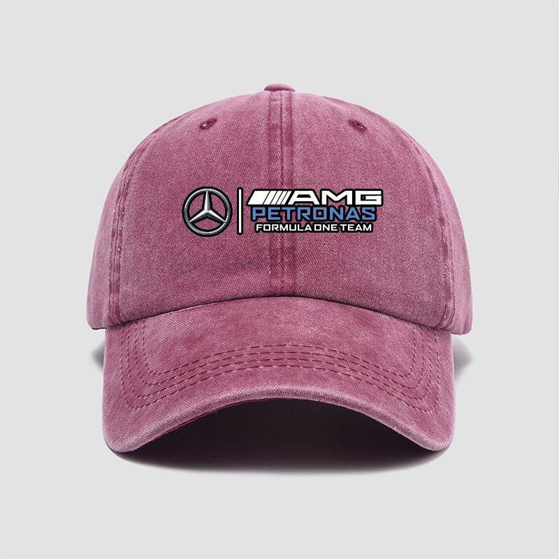 Mercedes-AMG Formula One Team vintage washed baseball cap in Wine Red