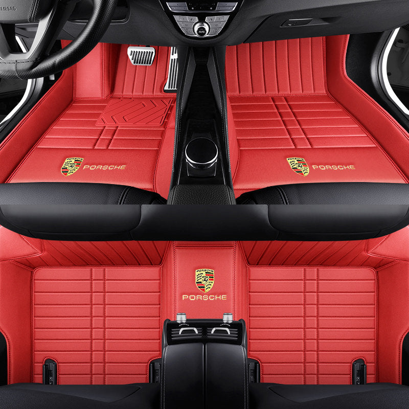 Porsche Signature Leather Floor Mat Set – Full-Surround Tailored Fit with Crest Emblem