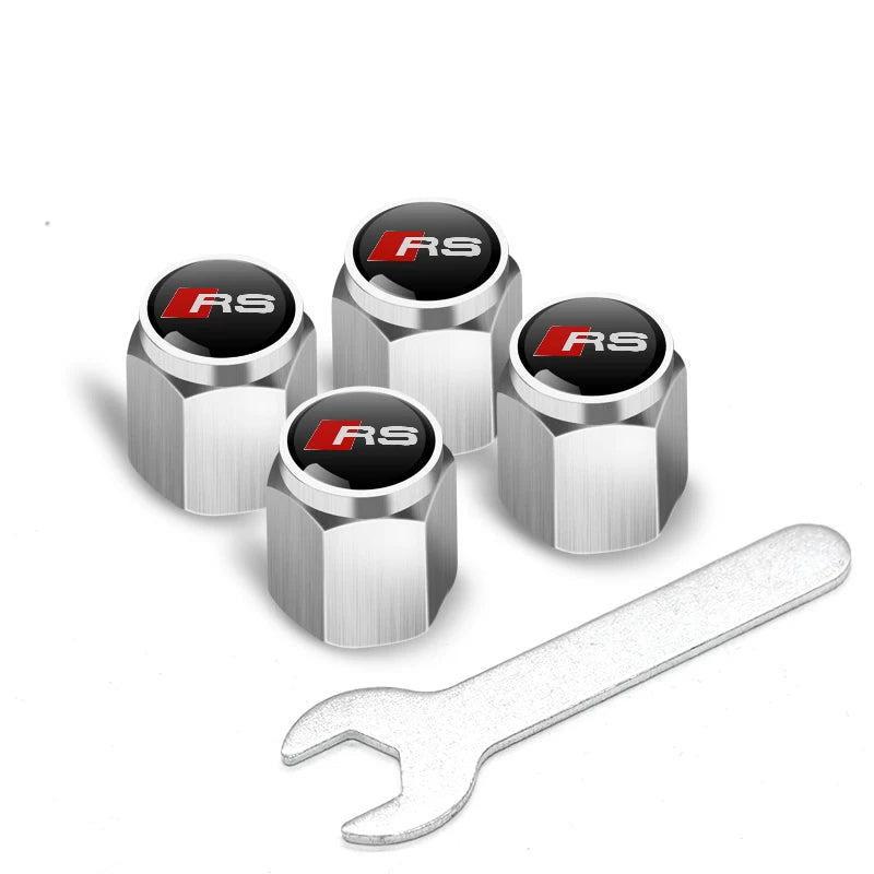 Audi Signature Anti-Theft Valve Caps – Wrench-Lock Hex Aluminium Set of 4