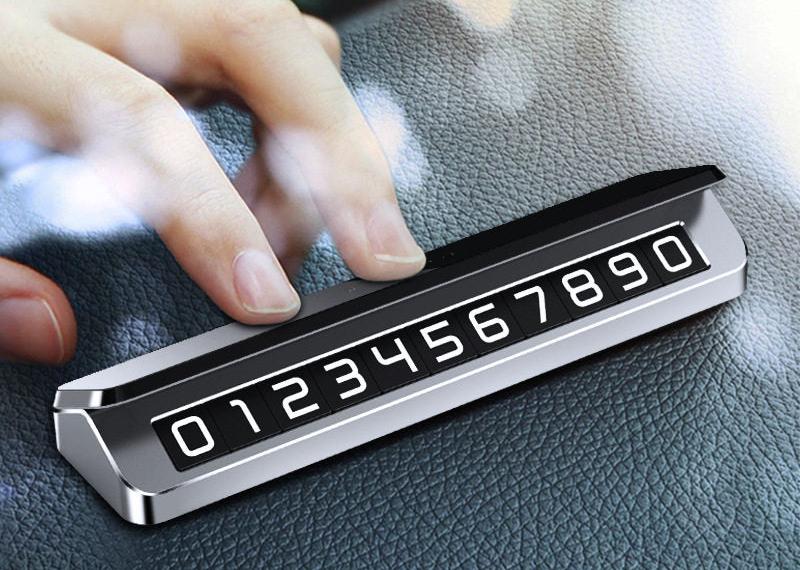 BMW aluminum parking number plate installed on car dashboard, heat resistant