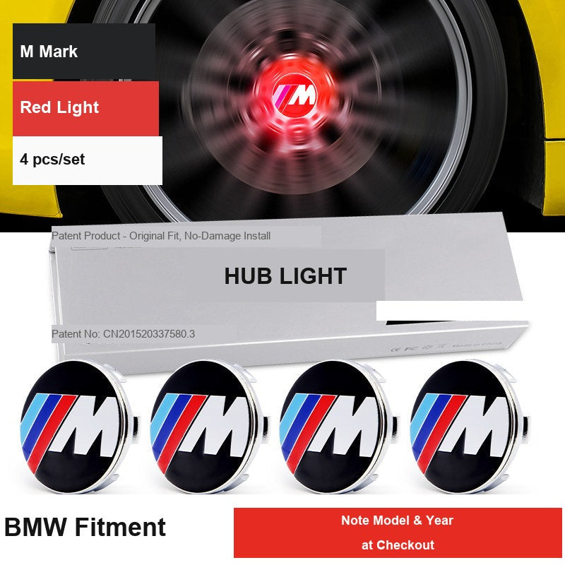 BMW M mark hub light red light 4 piece set