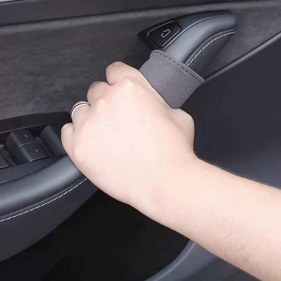 Suede door pull handle cover fitted – soft grip