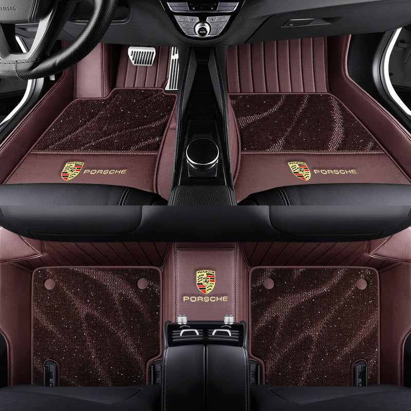 Porsche Signature Leather Floor Mat Set – Full-Surround Tailored Fit with Crest Emblem