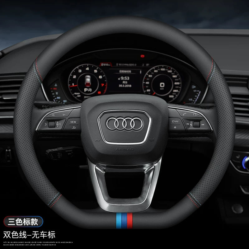 Audi steering wheel cover new A4L A6L A3 Q2L Q3 Q5L Q7 A5 A7 ultra-thin leather car handle