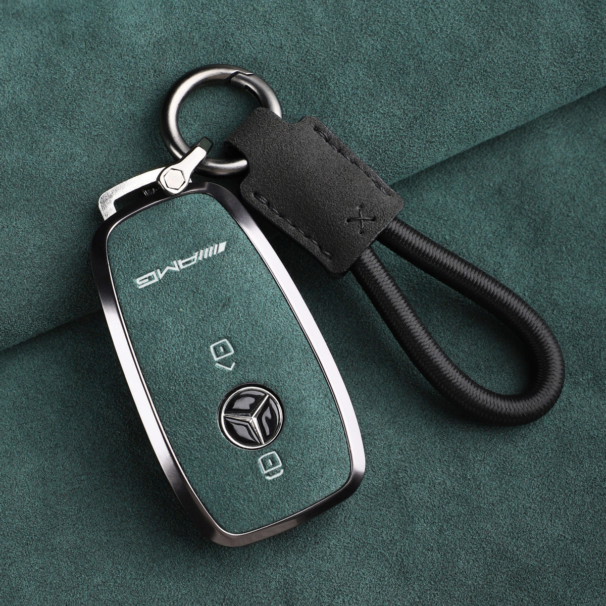 Premium ægte Alcantara Mercedes-AMG nøgleetui – Importeret italiensk ruskind med legeringsramme til G63, G500, G350 og A35L