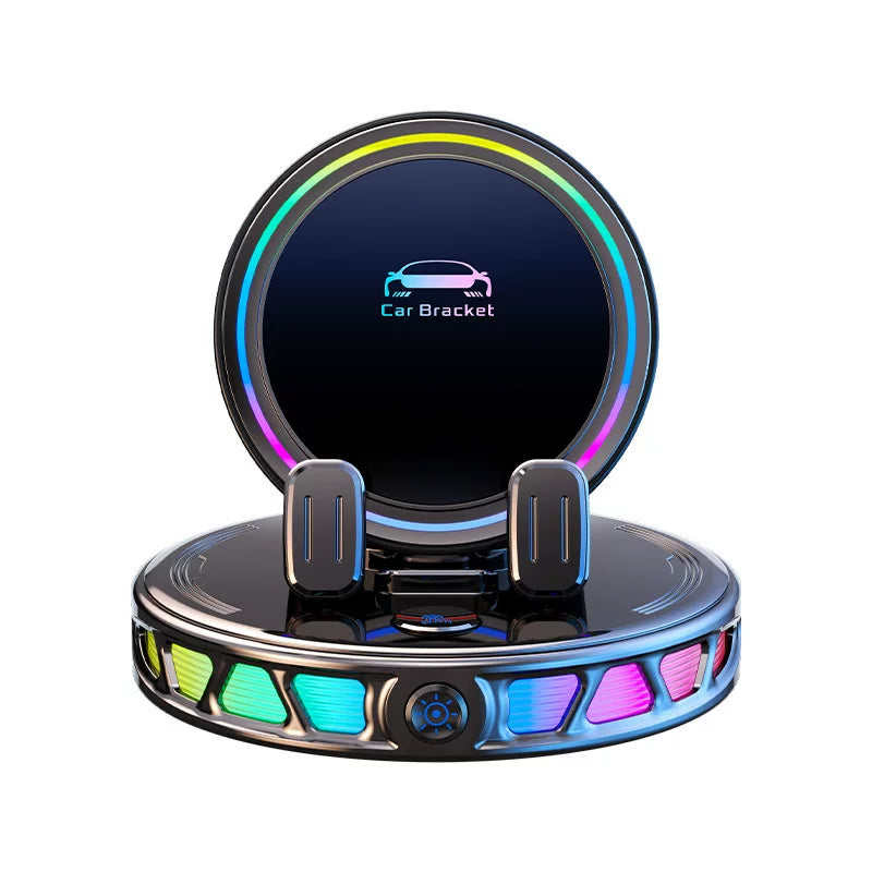 Aurora Halo RGB Wireless Charging Car Mount – Vacuum Grip with Auto Clamp