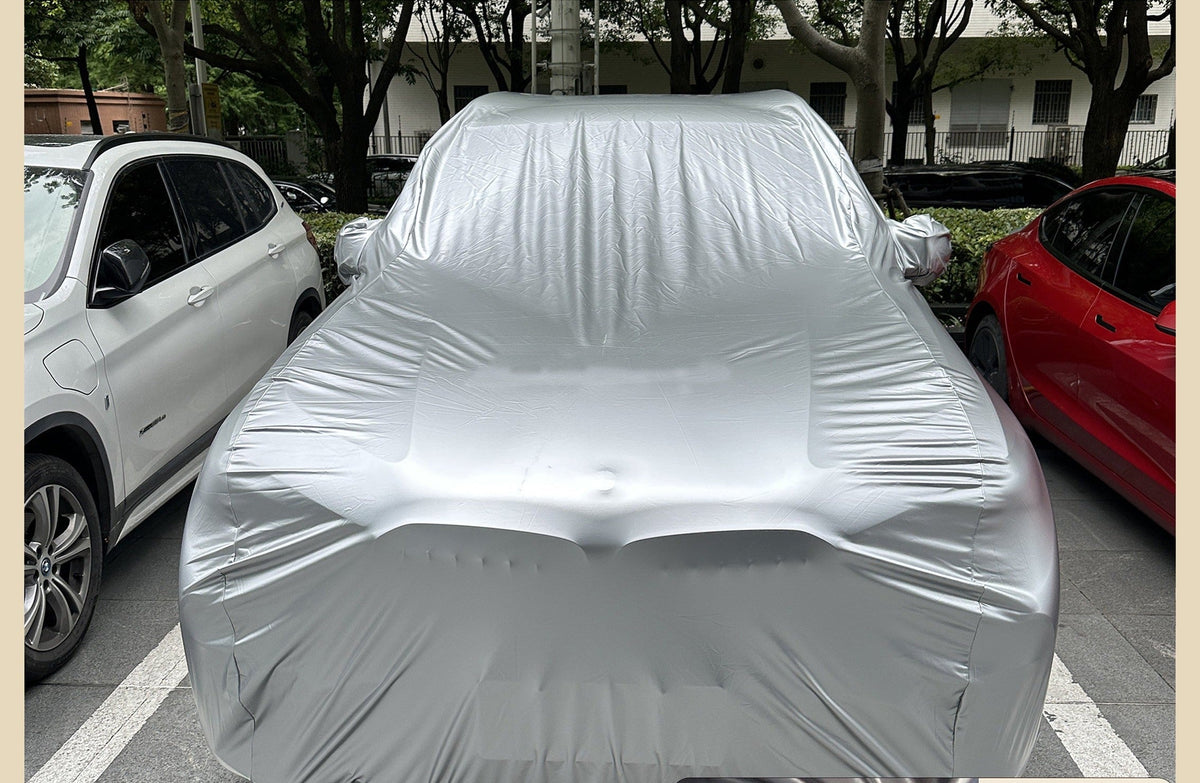 BMW car cover, waterproof elastic fabric, silver, outdoor use