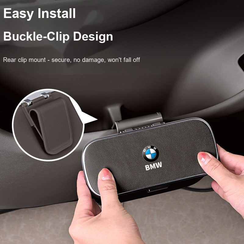 BMW car trash bin brown color, easy install buckle-clip rear mount