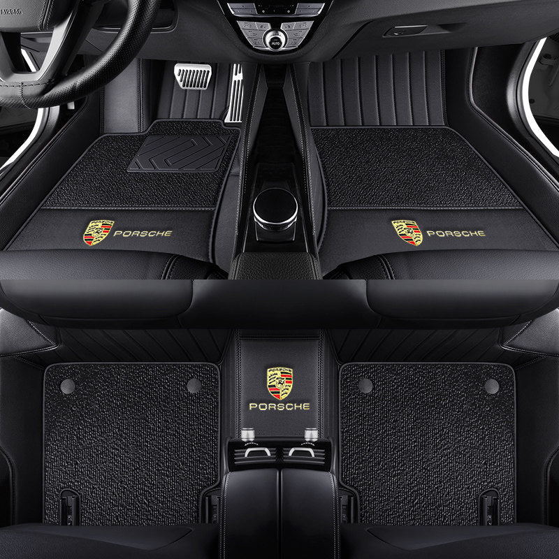 Porsche Signature Leather Floor Mat Set – Full-Surround Tailored Fit with Crest Emblem