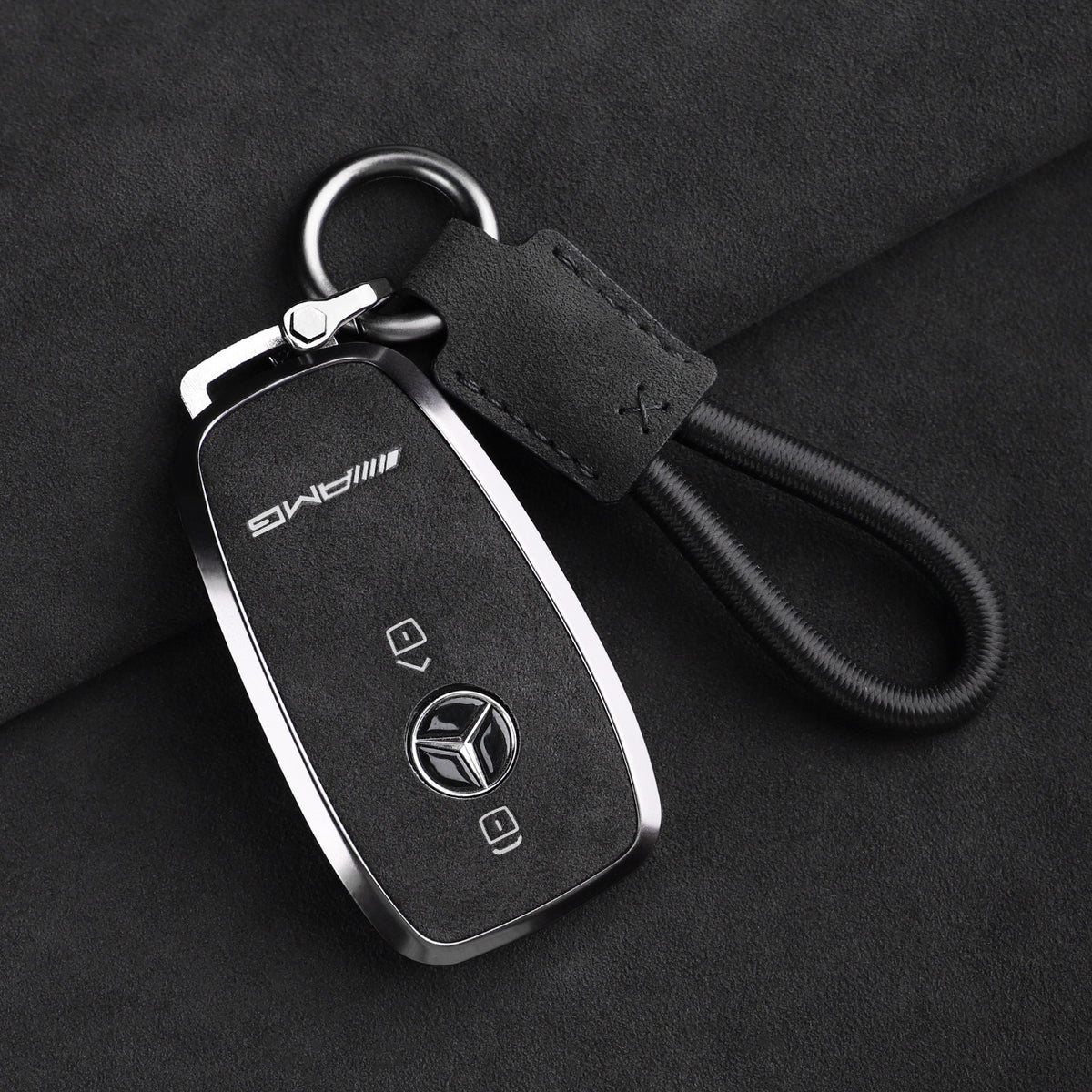 Premium ægte Alcantara Mercedes-AMG nøgleetui – Importeret italiensk ruskind med legeringsramme til G63, G500, G350 og A35L