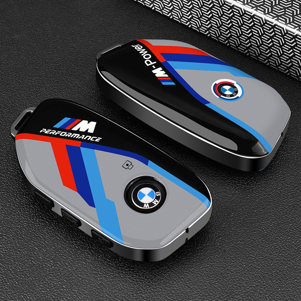 BMW Carbon Black painted key case cover with BMW wrist strap for 3 5 Series X1 X3 X5 i3 smart key