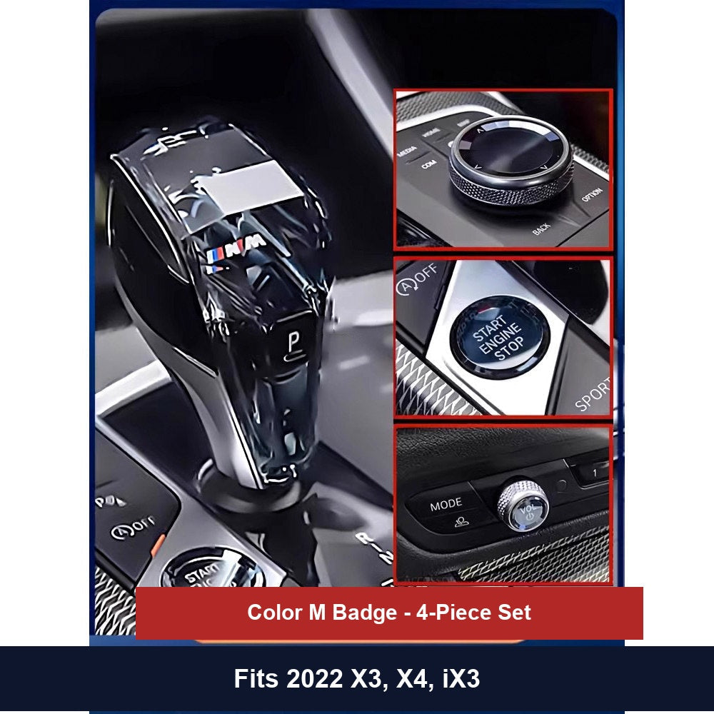BMW Crystal Gear Knob - Color M Badge, Fits X3 X4 iX3