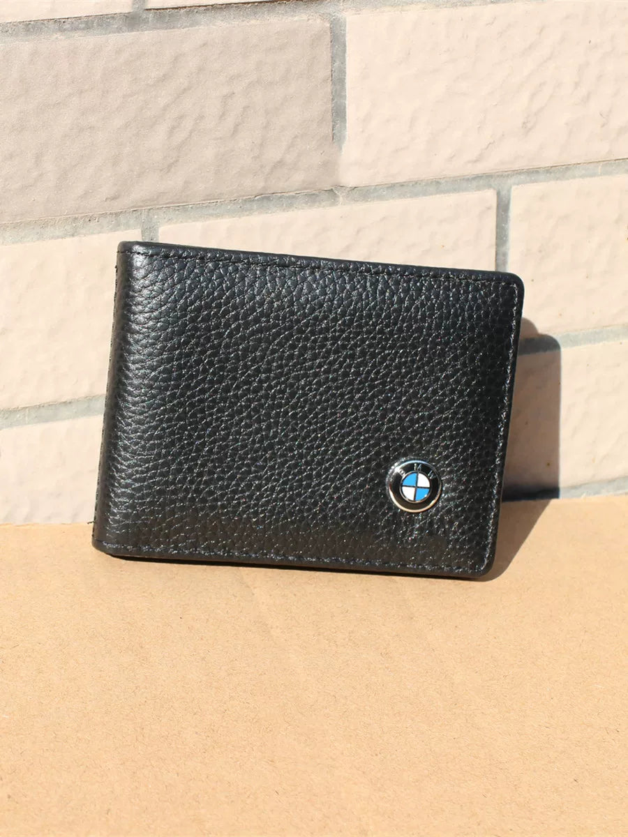 Black BMW roundel license wallet front view
